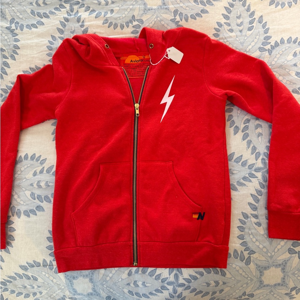 Aviator Nation kids red lightening bolt sweatshirt